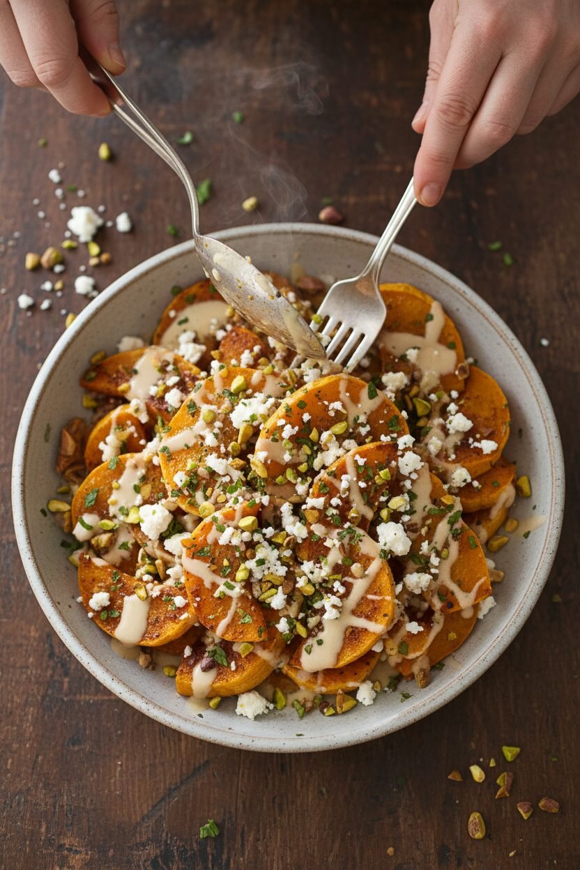 Festive Pistachio and Feta Roasted Squash