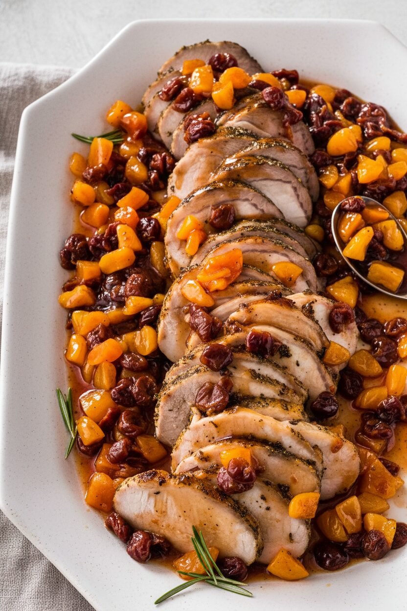 Festive Pork Loin with Spiced Fruit Glaze