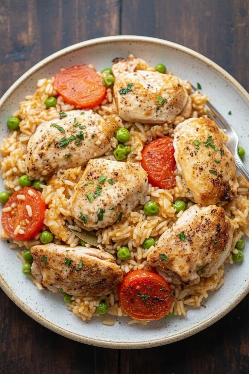 Festive Slow Cooker Chicken and Rice Bake