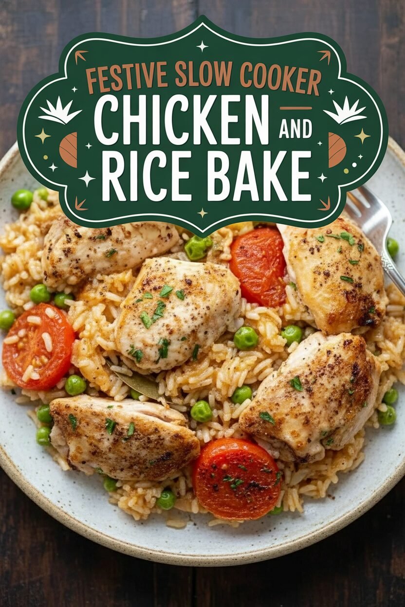 Festive Slow Cooker Chicken and Rice Bake