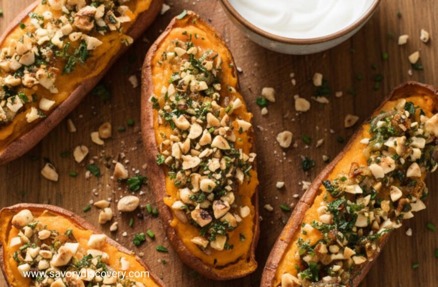 Festive Stuffed Sweet Potatoes with Shallots and Hazelnuts