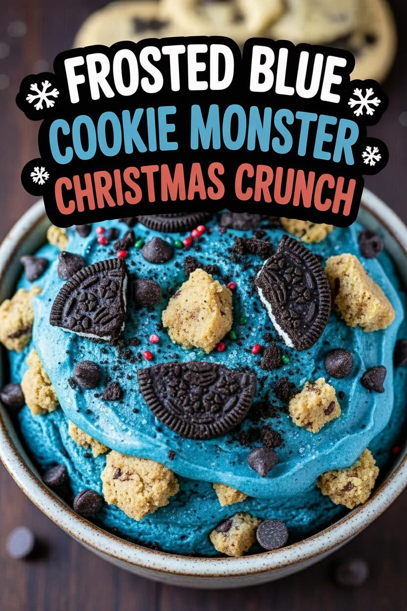Frosted Blue Cookie Monster Christmas Crunch