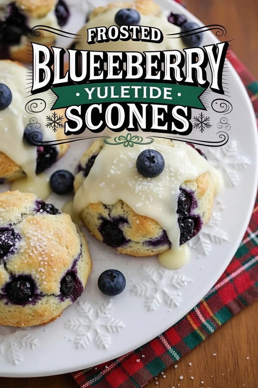 Frosted Blueberry Yuletide Scones