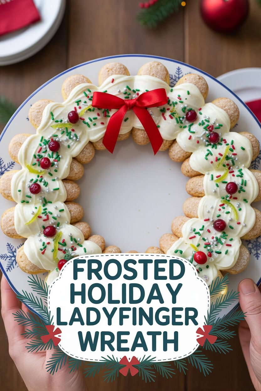 Frosted Holiday Ladyfinger Wreath