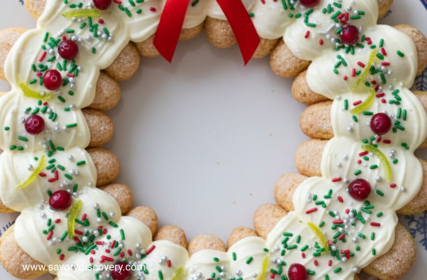 Frosted Holiday Ladyfinger Wreath
