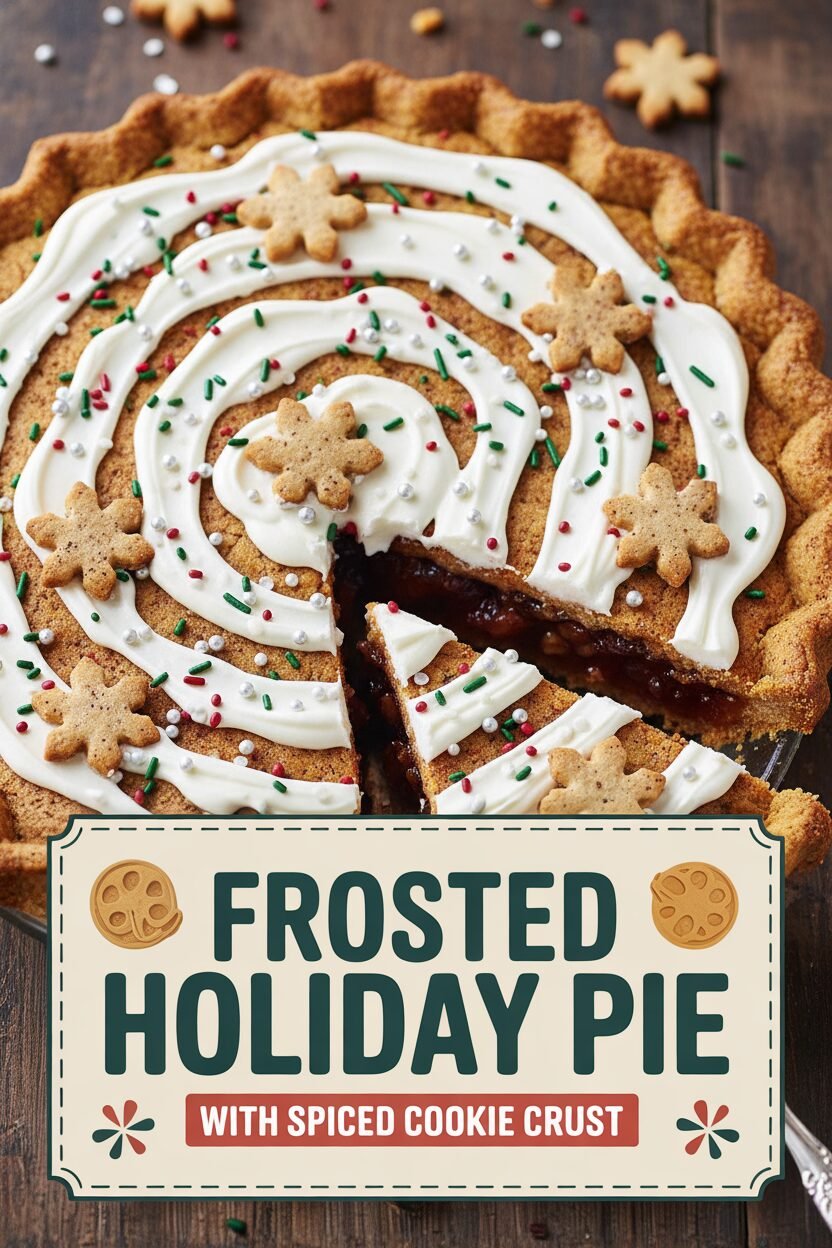 Frosted Holiday Pie with Spiced Cookie Crust