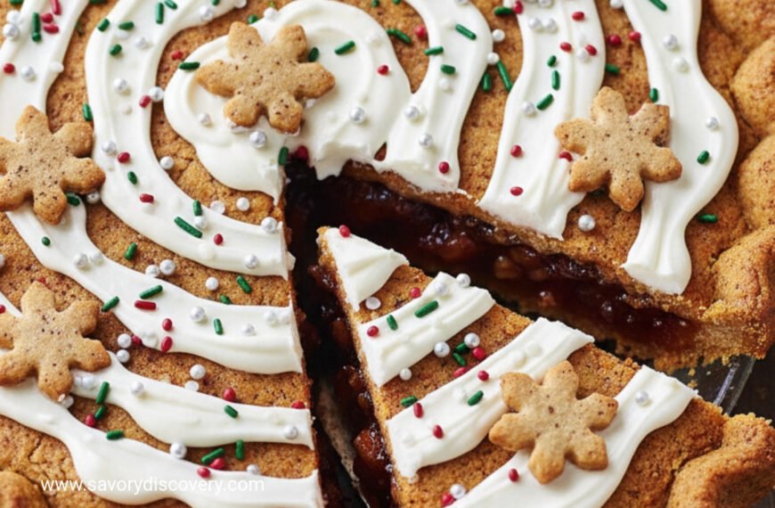 Frosted Holiday Pie with Spiced Cookie Crust