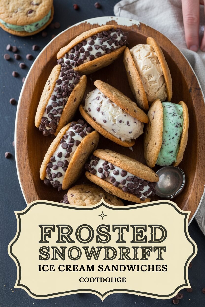 Frosted Snowdrift Cookie Ice Cream Sandwiches