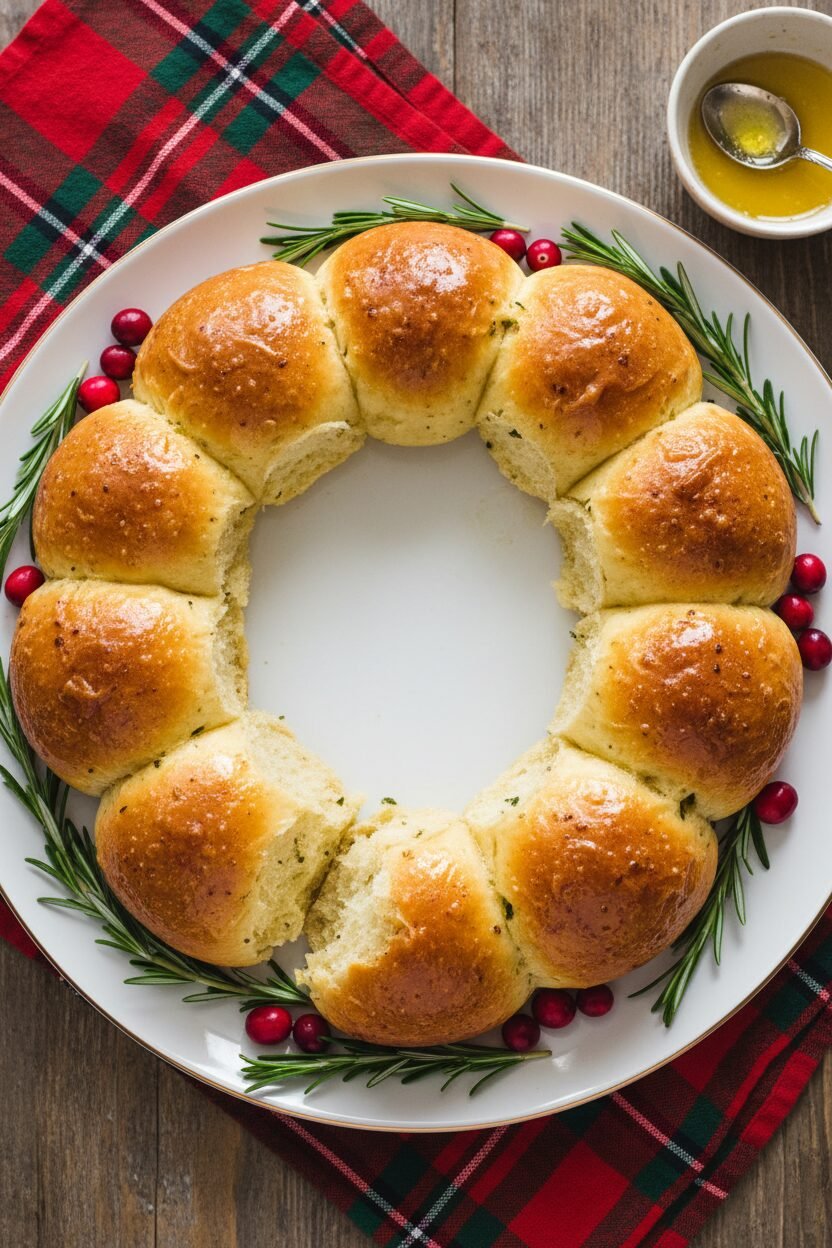 Garlic Butter Christmas Wreath Rolls