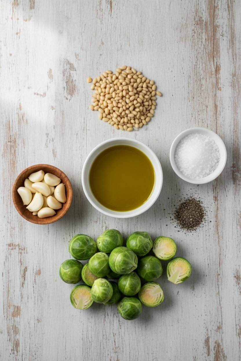 Garlic Pine Nut Brussels Sprouts Holiday Delight