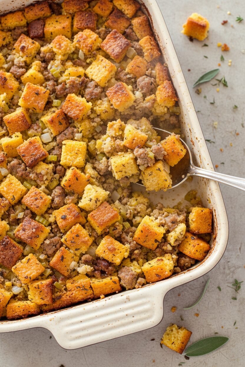 Golden Cornbread and Sausage Holiday Dressing