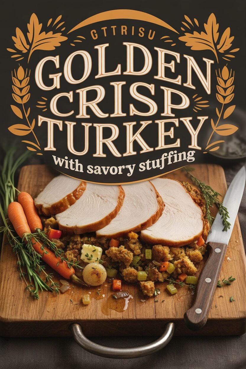 Golden Crisp Roast Turkey with Savory Stuffing