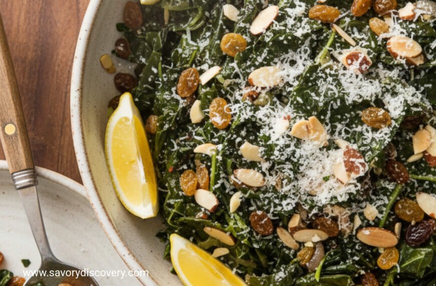 Golden Raisin and Almond Collard Greens
