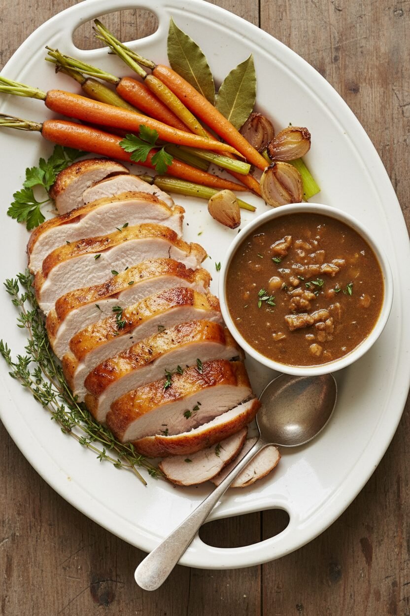 Golden Roast Turkey with Rich Giblet Gravy