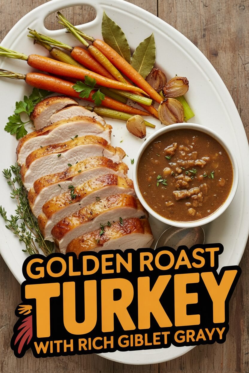 Golden Roast Turkey with Rich Giblet Gravy