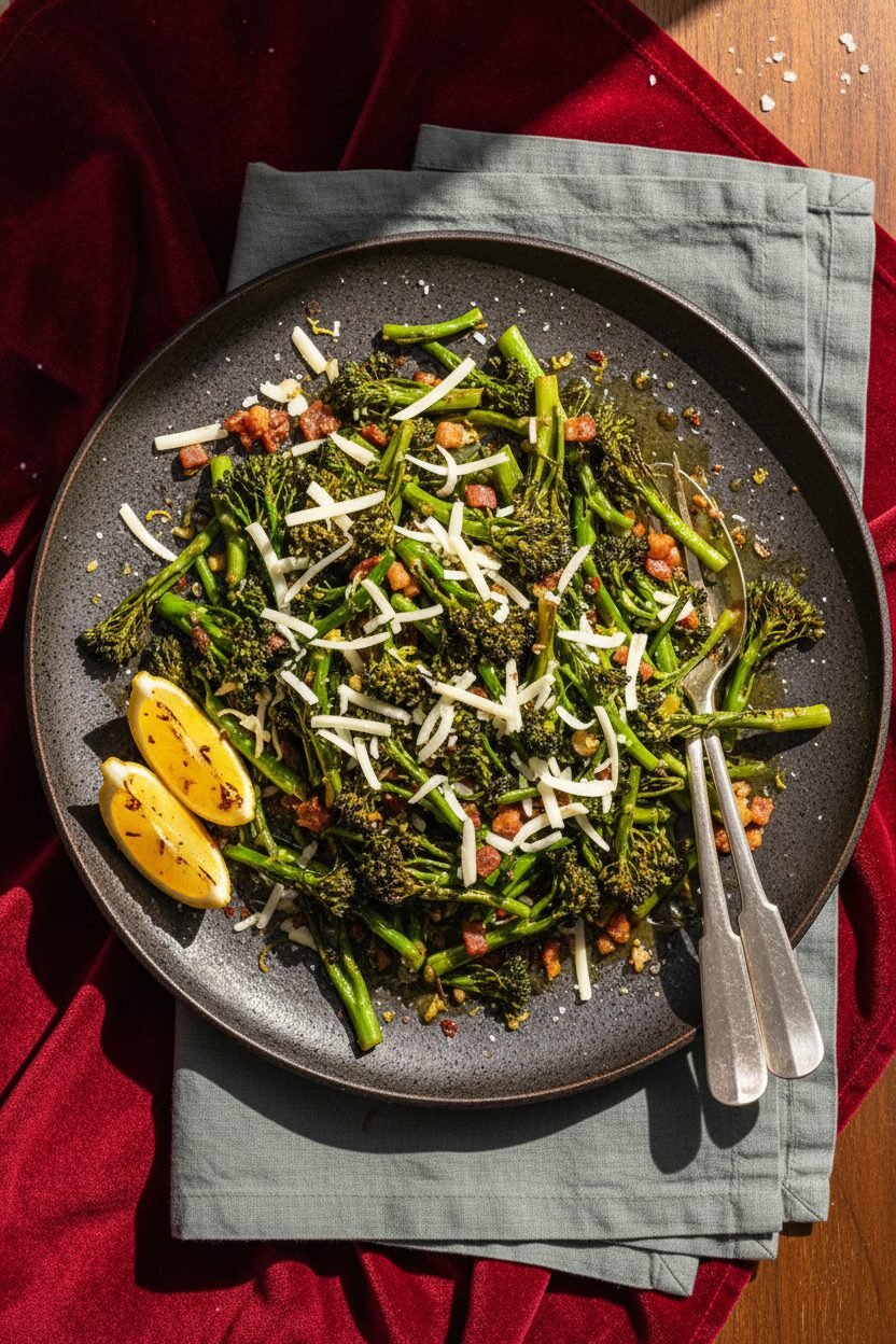 Gruyère and Pancetta Broccolini Holiday Sauté