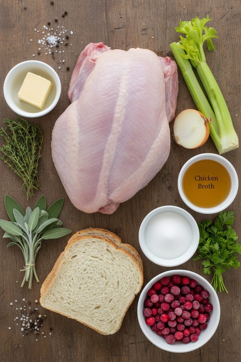 Herb Stuffed Turkey with Cranberry Pan Sauce