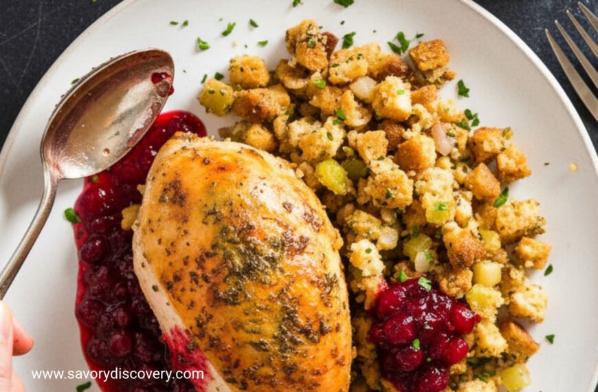 Herb Stuffed Turkey with Cranberry Pan Sauce