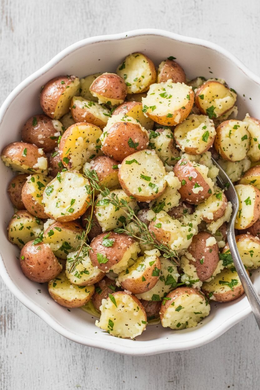 Herbed Holiday Fork Crushed Potatoes