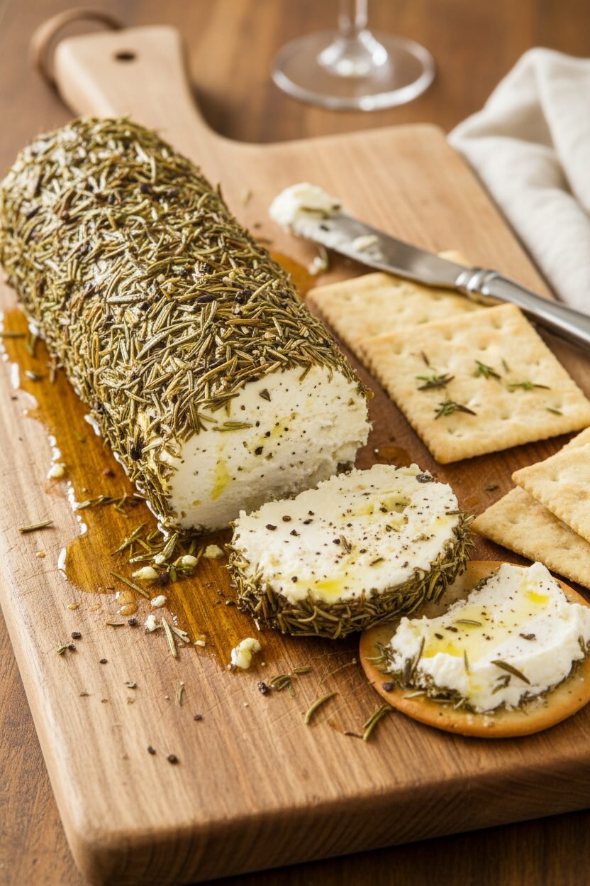 Herbes de Provence Goat Cheese Yule Log