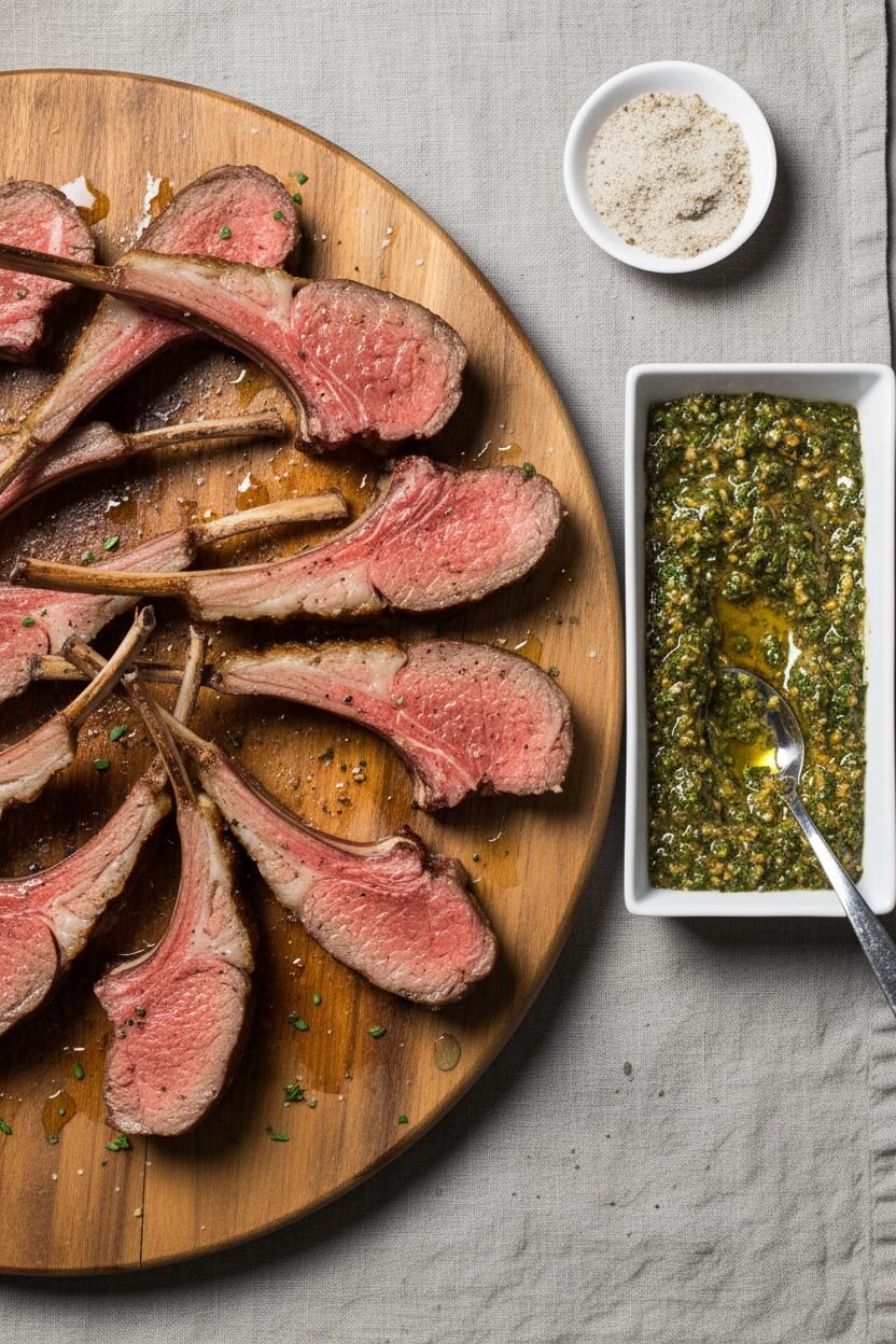Holiday Lamb with Mint and Almond Relish