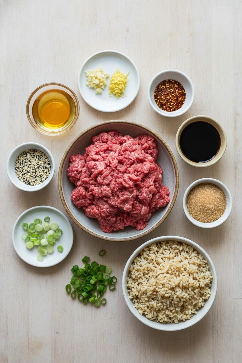 Korean Beef and Rice Christmas Bowls