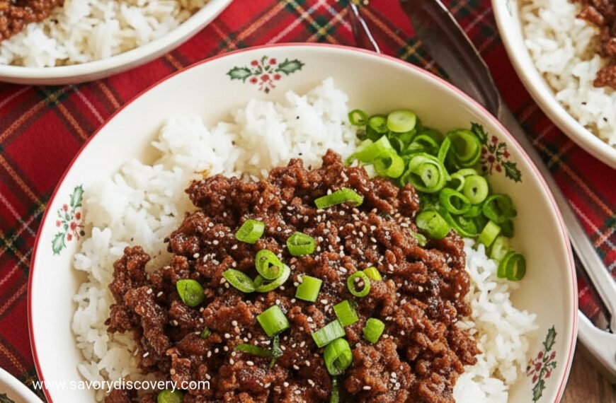 Korean Beef and Rice Christmas Bowls