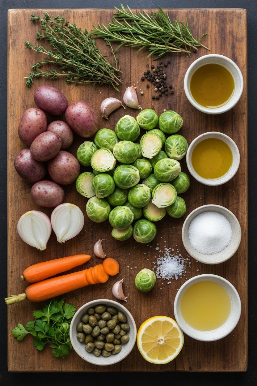 Lemon Caper Roasted Winter Roots