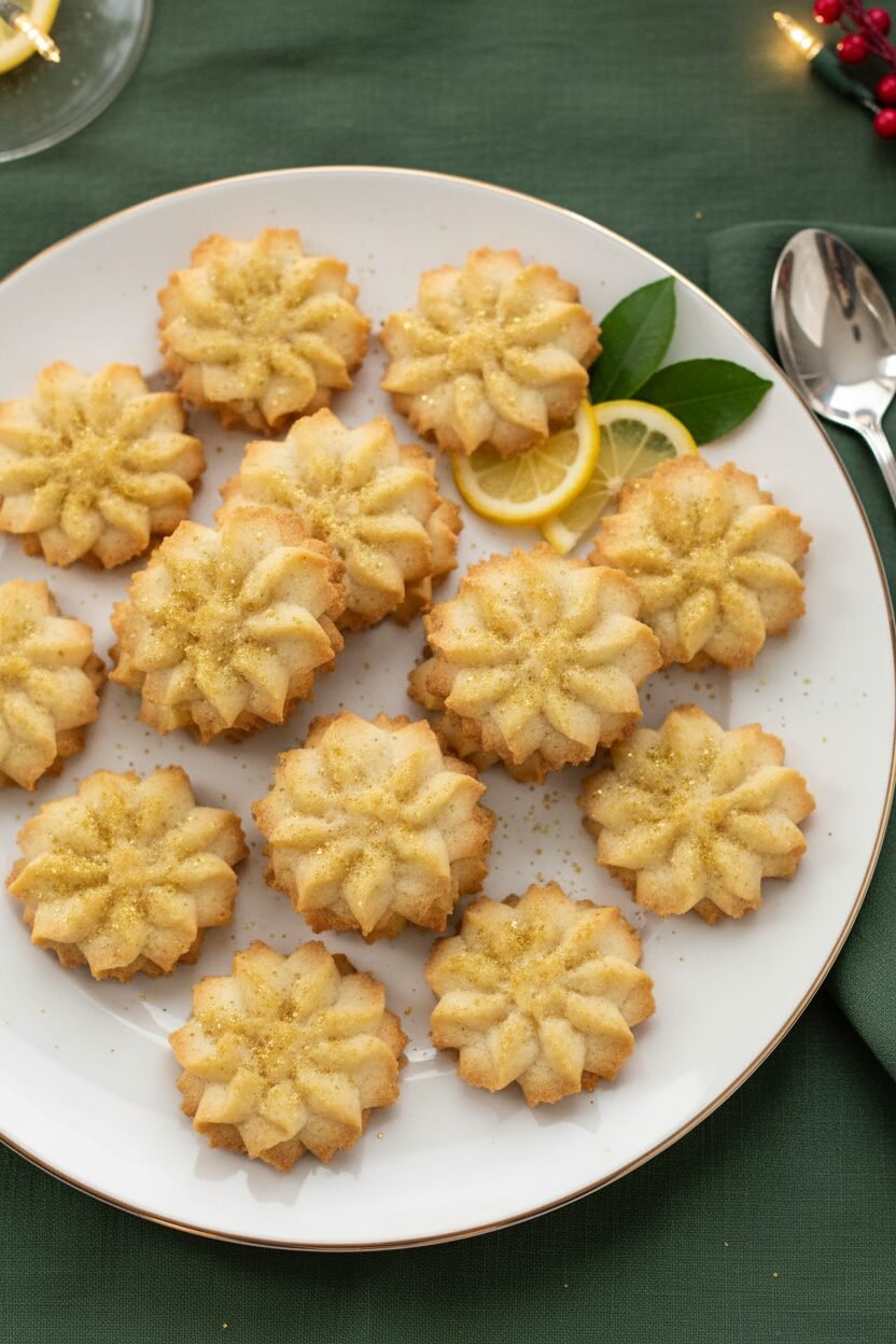 Lemon Spritz Sparkle Christmas Cookies