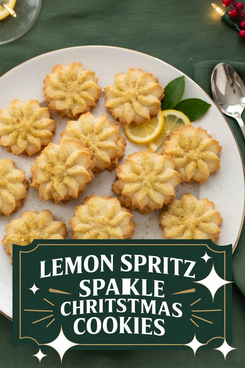 Lemon Spritz Sparkle Christmas Cookies