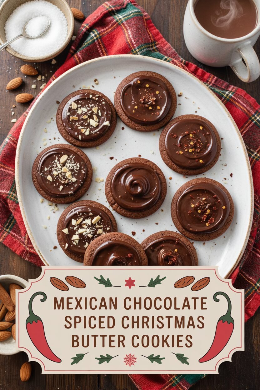 Mexican Chocolate Spiced Christmas Butter Cookies