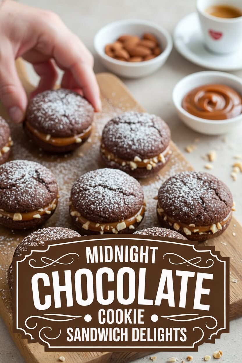 Midnight Chocolate Cookie Sandwich Delights