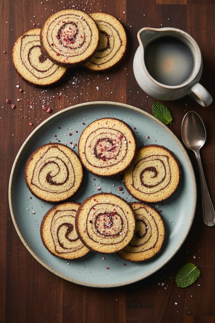 Mocha Peppermint Pinwheel Cookies