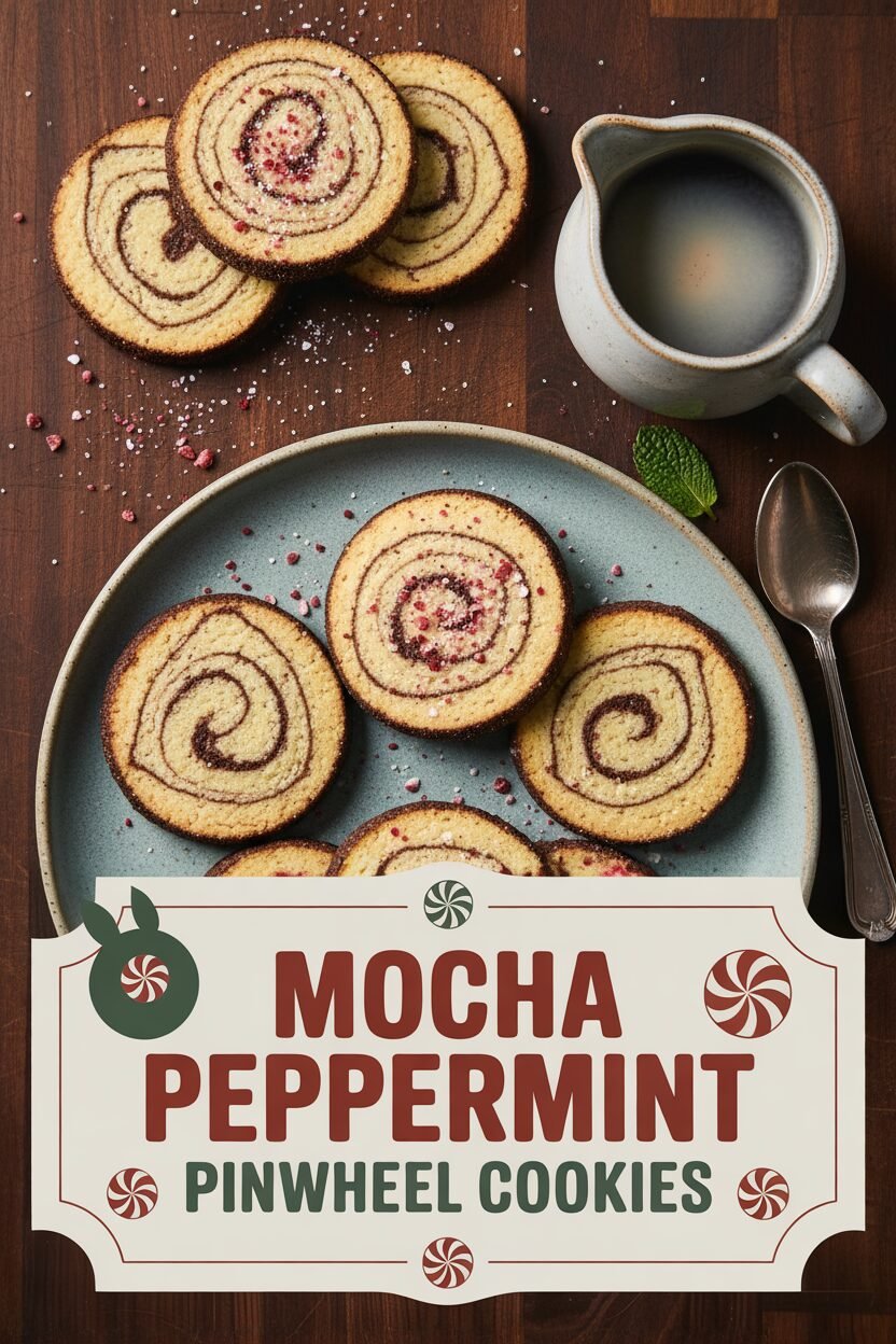 Mocha Peppermint Pinwheel Cookies