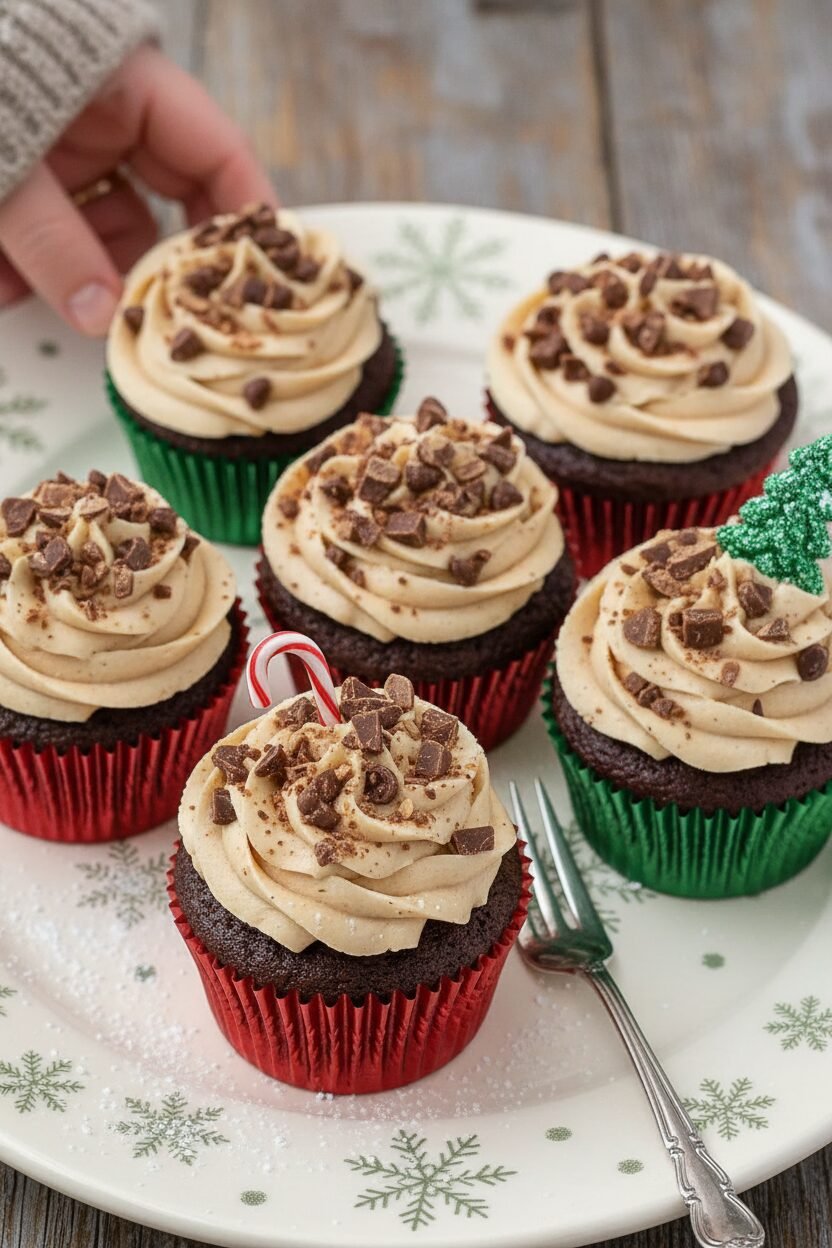 Mocha Toffee Christmas Cupcakes
