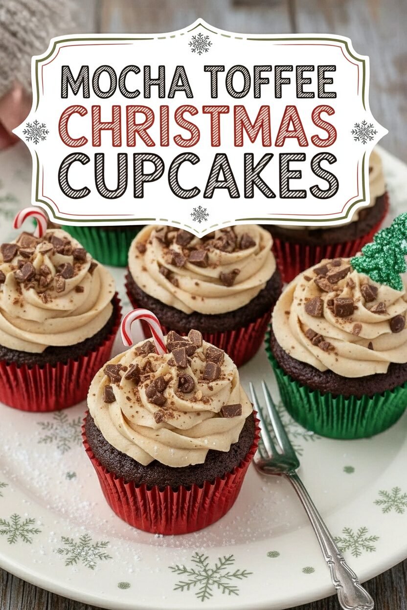 Mocha Toffee Christmas Cupcakes