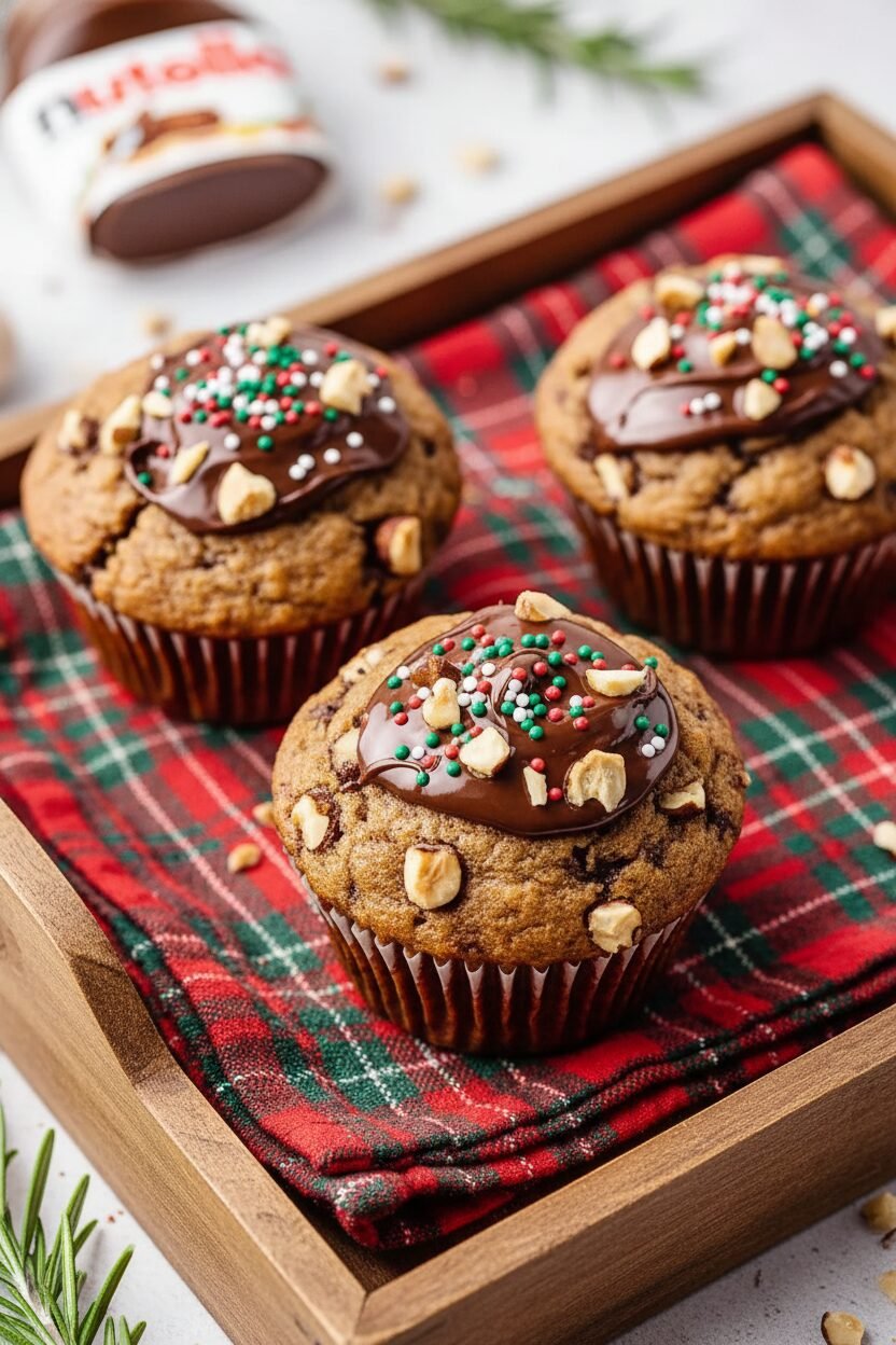 Nutella Banana Christmas Morning Muffins