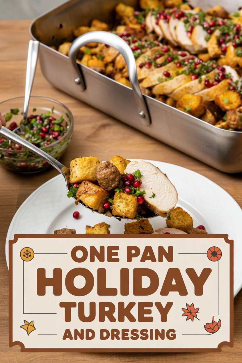 One Pan Holiday Turkey and Dressing