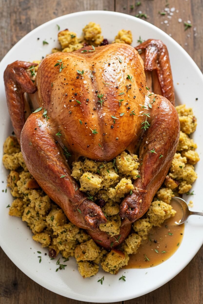 Parchment Roasted Turkey with Brioche Dressing