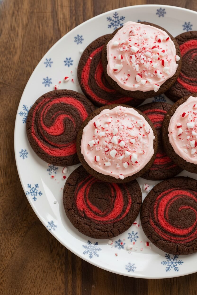 Peppermint Mocha Holiday Cookie Swirls
