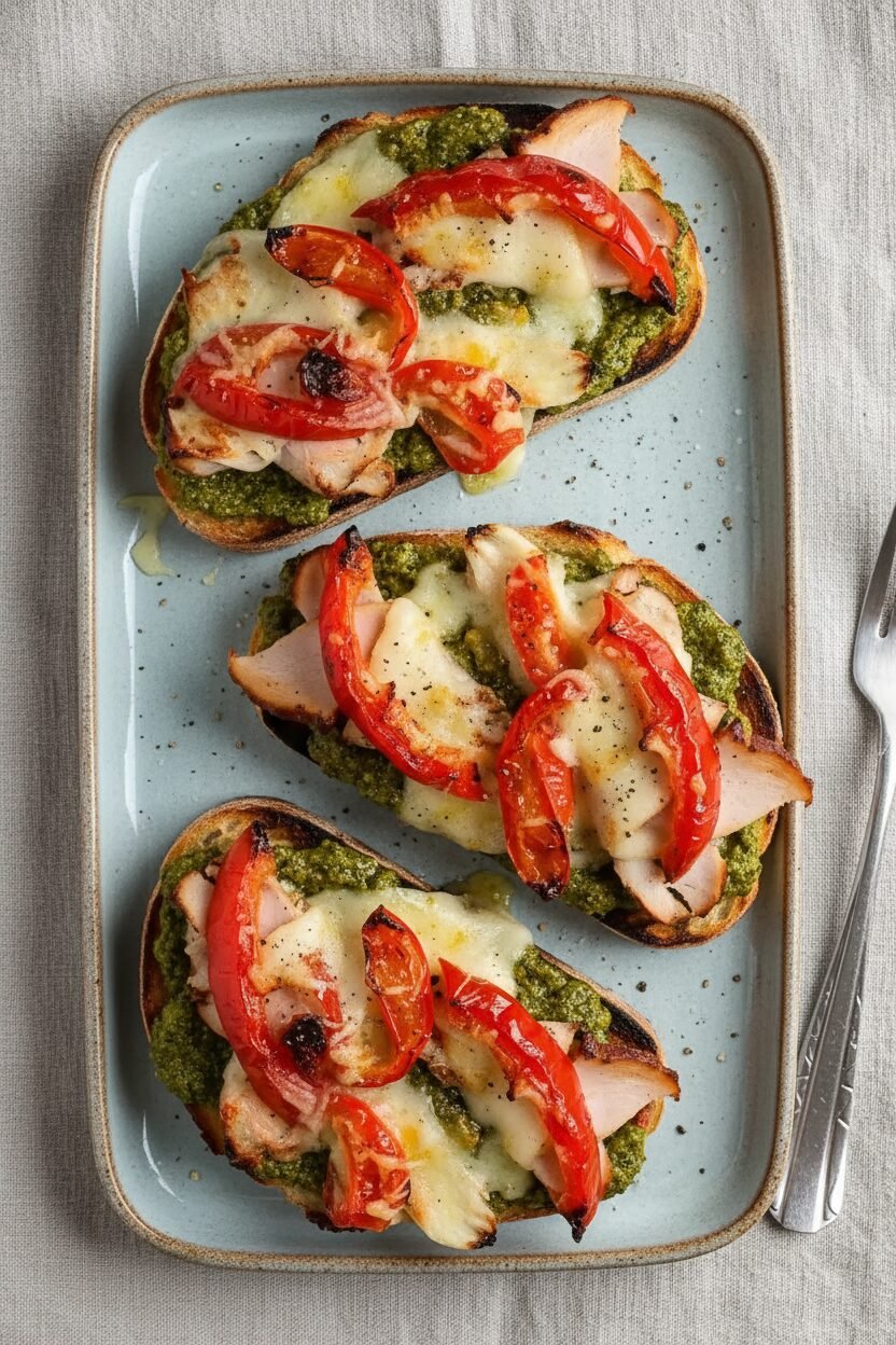 Pesto Turkey Noel Open Sandwich