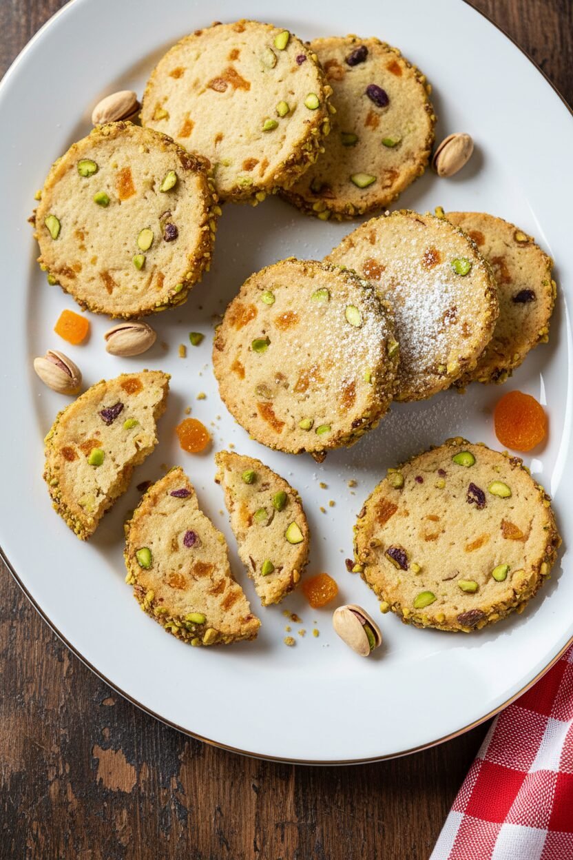 Pistachio Apricot Christmas Butter Cookies