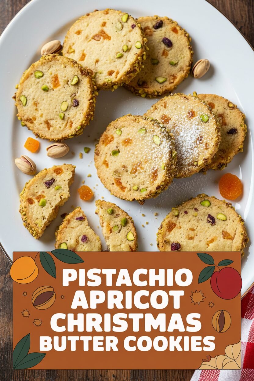 Pistachio Apricot Christmas Butter Cookies