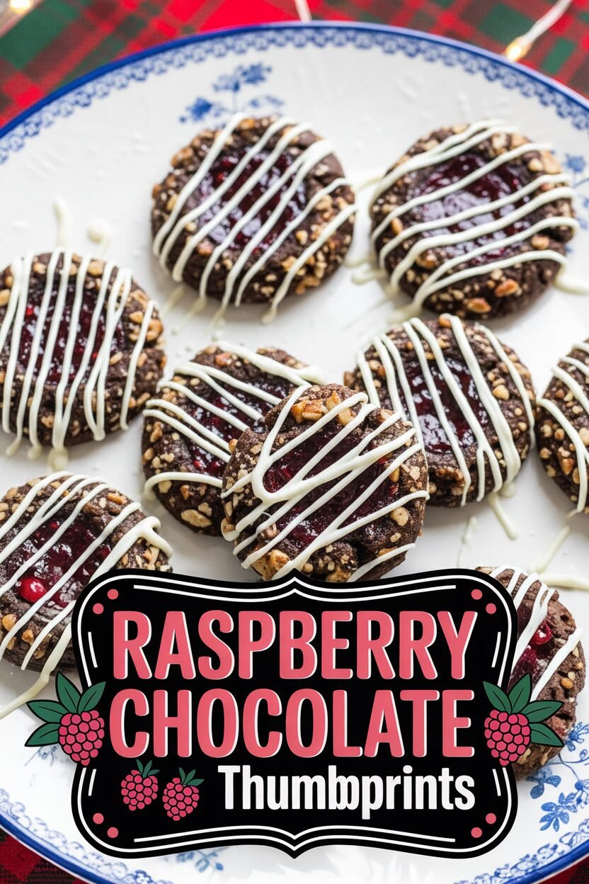 Raspberry Chocolate Holiday Thumbprints