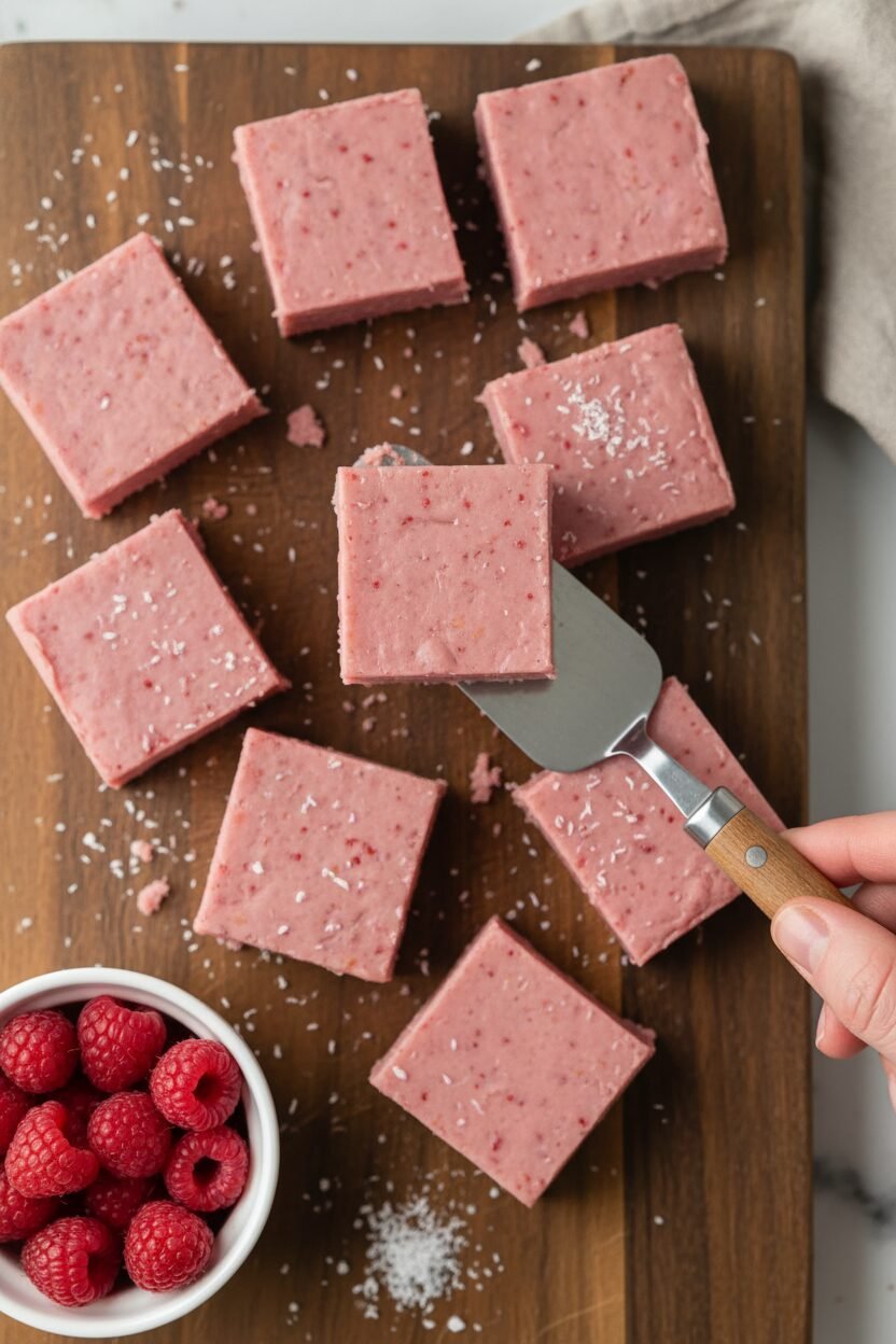 Raspberry Coconut Snowdrop Fudge