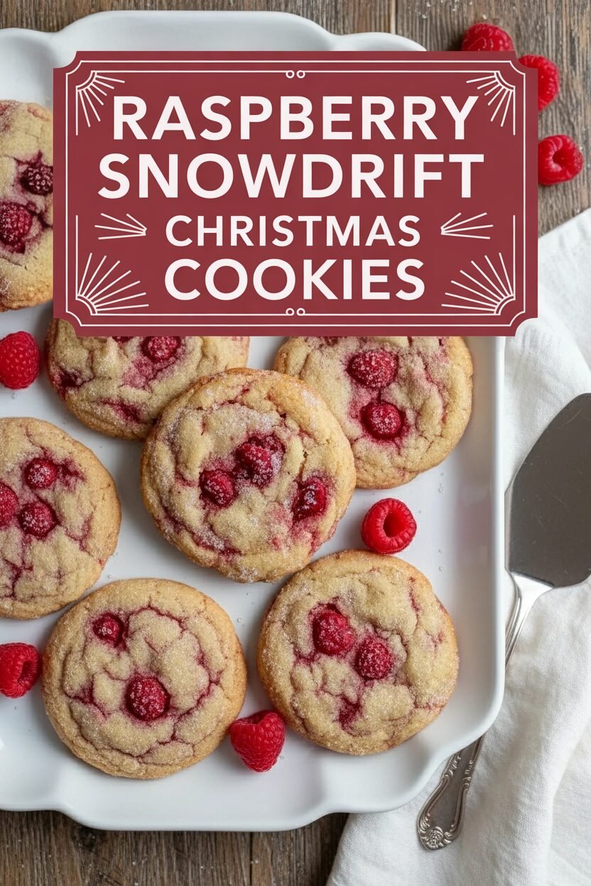 Raspberry Snowdrift Christmas Cookies