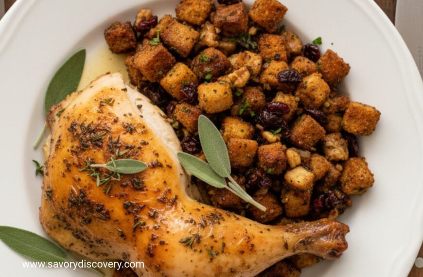 Roast Chicken with Cranberry Walnut Holiday Stuffing