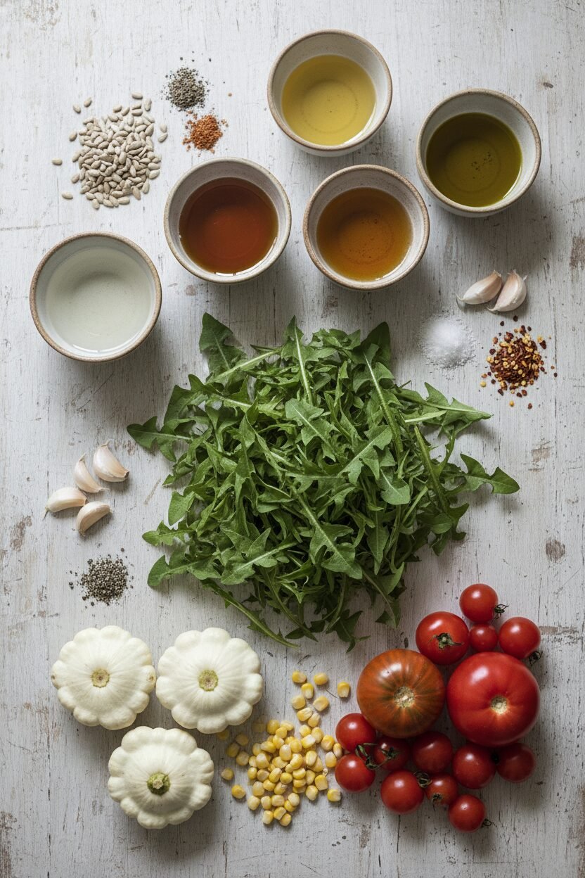 Roasted Pattypan and Corn Christmas Salad