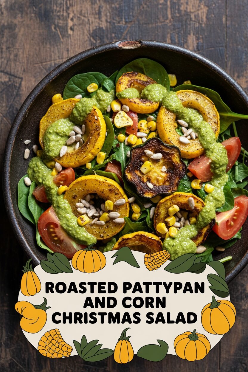 Roasted Pattypan and Corn Christmas Salad