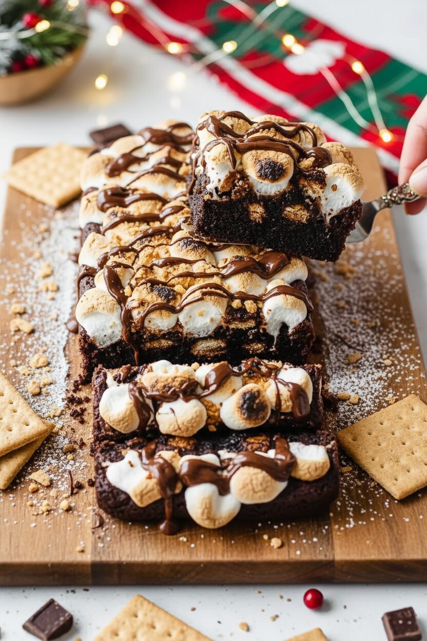 S mores Brownie Christmas Log